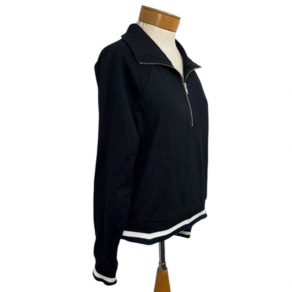 J. Crew Women’s Half Zip Sweater Black Crop Small